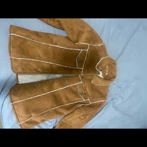 brown suede vintage jacket with fur inside